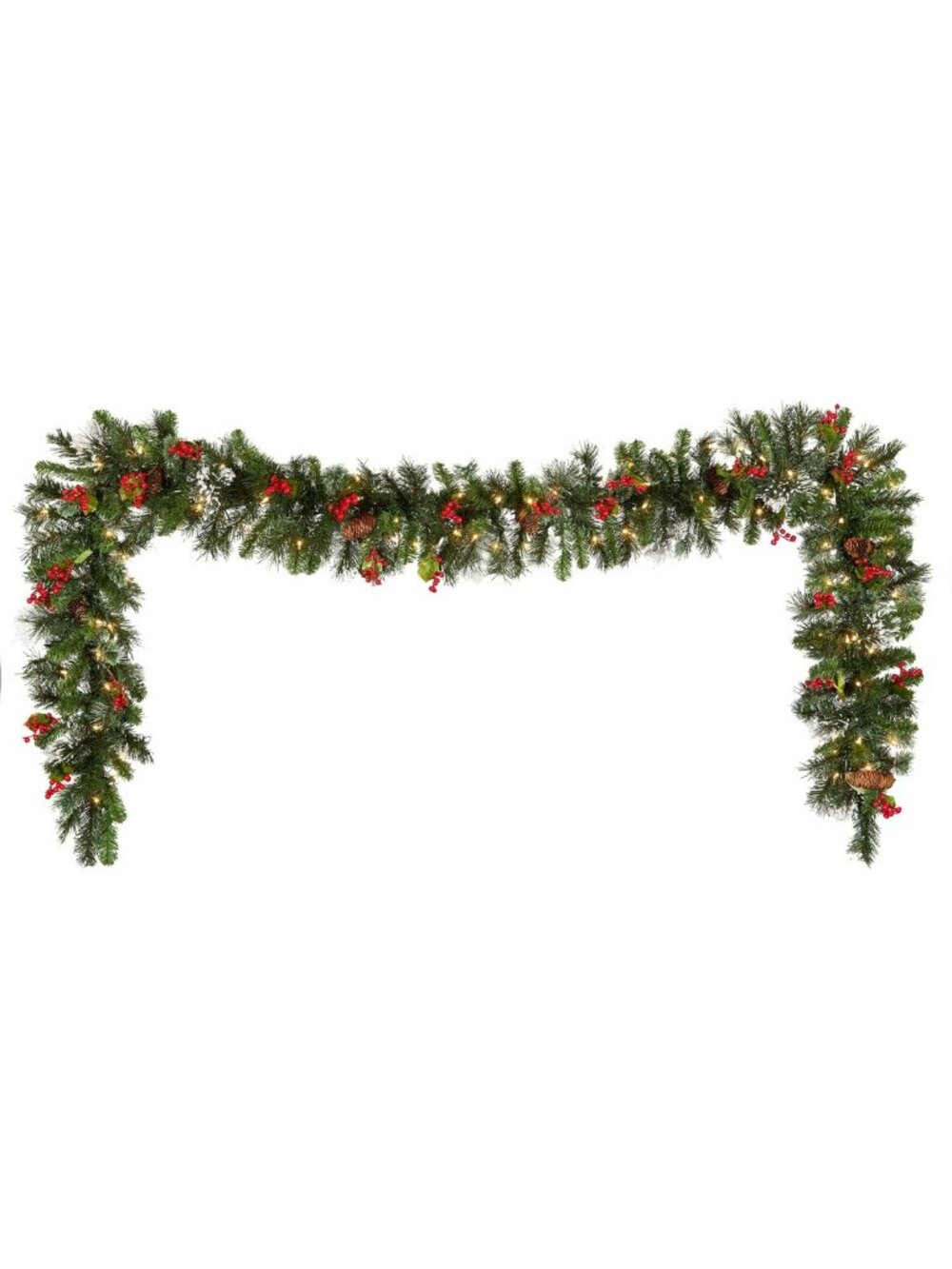 9ft Pre-Lit Flocked Christmas Garland - Wintry Pine Holiday Decor, Festive Home